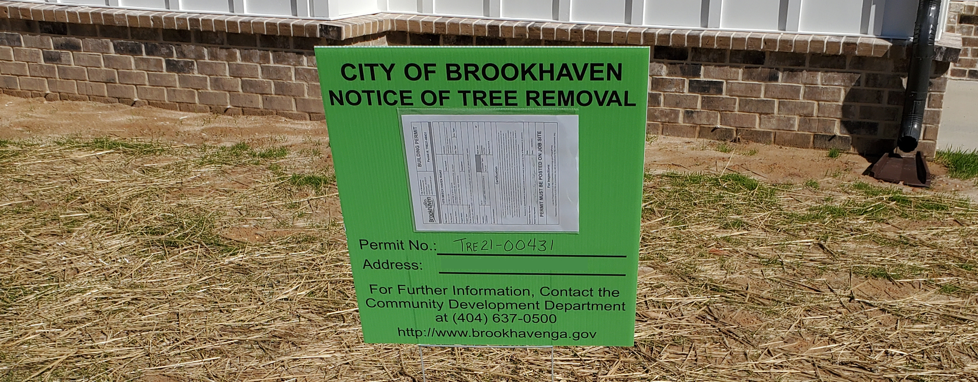 Brookhaven Tree Removal Sign